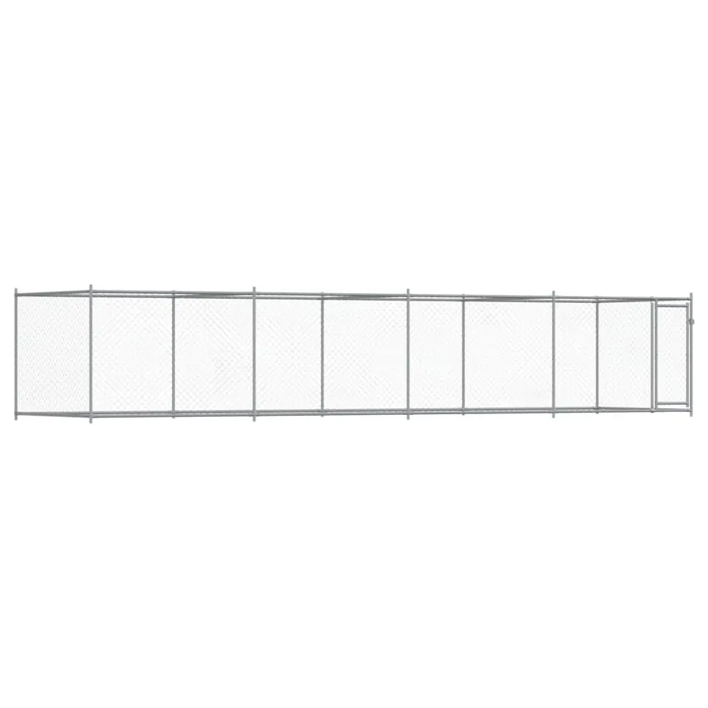 Dog Cage 8x2x1.5m Grey Outdoor Kennel Pen Mesh Galvanised Steel Lockable Door