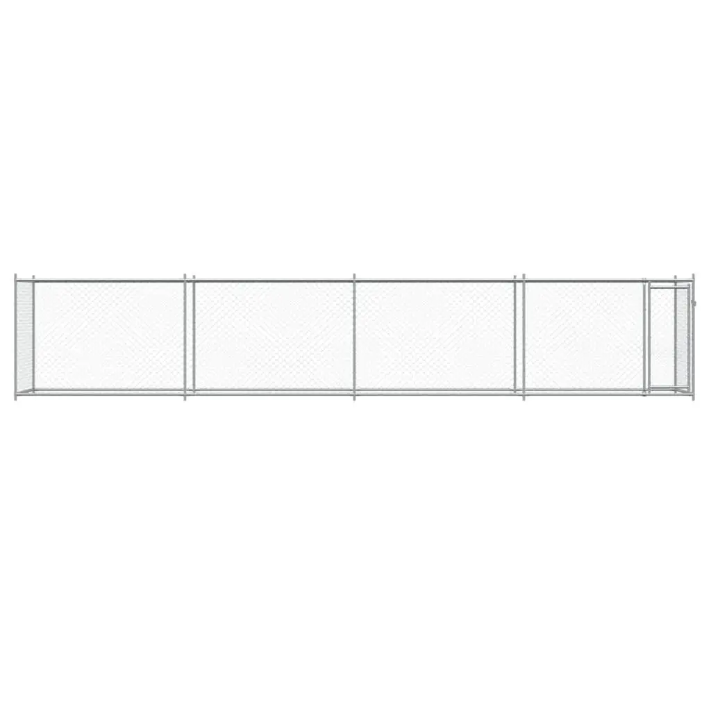 Dog Cage 8x2x1.5m Grey Outdoor Kennel Pen Mesh Galvanised Steel Lockable Door