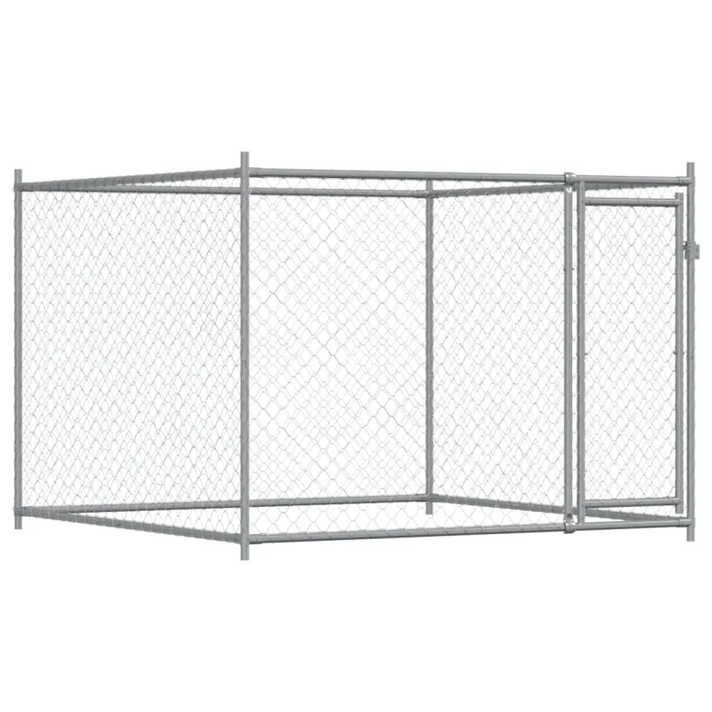 Dog Cage 8x2x1.5m Grey Outdoor Kennel Pen Mesh Galvanised Steel Lockable Door