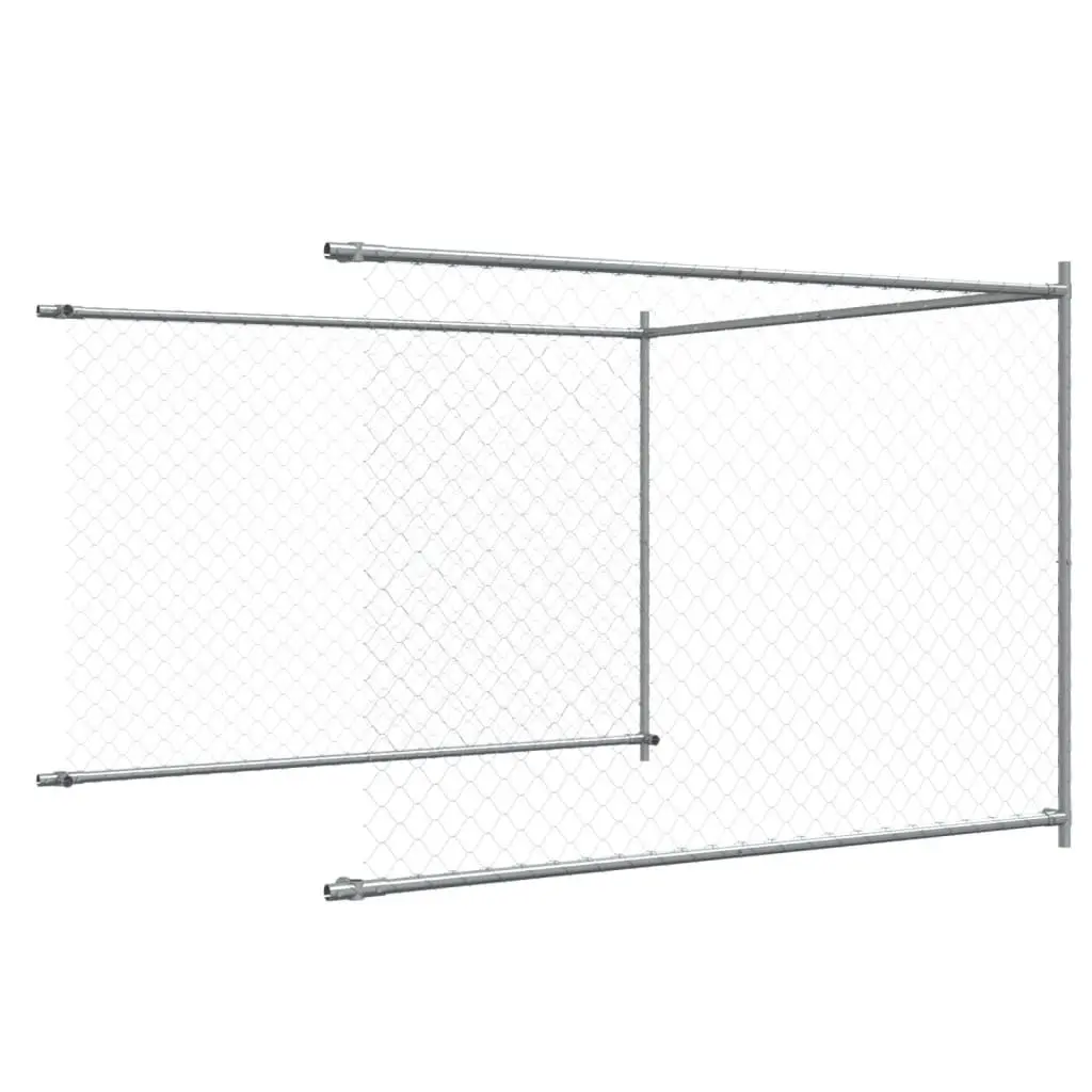 Dog Cage 8x2x1.5m Grey Outdoor Kennel Pen Mesh Galvanised Steel Lockable Door