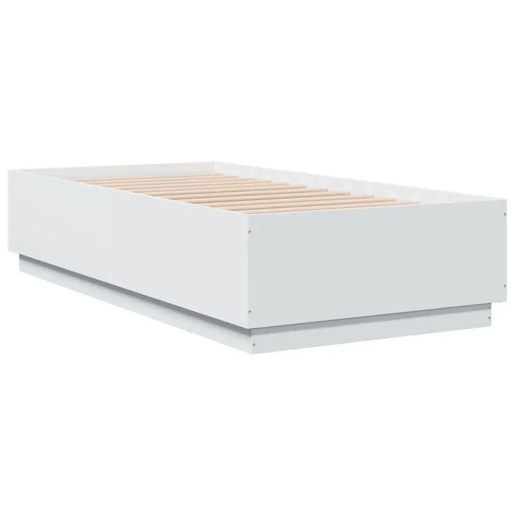 Bed Frame 90x190 cm White Modern Slatted Base Bedroom Furniture without Mattress