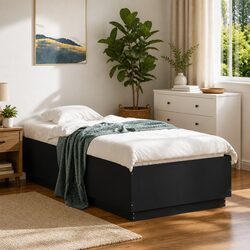 Stylish Black Bed Frame 90x190 cm for Modern Spaces