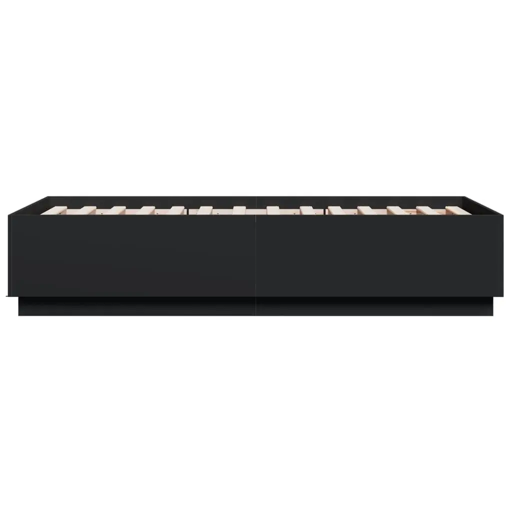 Bed Frame 90x190 cm Modern Black Slatted Base Engineered Wood