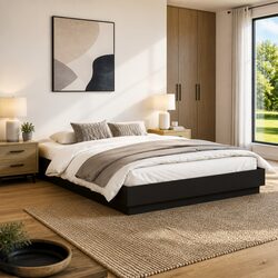 Enhance Your Bedroom with Black Bed Frame and LED Lights