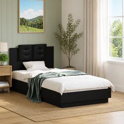 Elegant Black Bed Frame with Headboard for Cozy Spaces