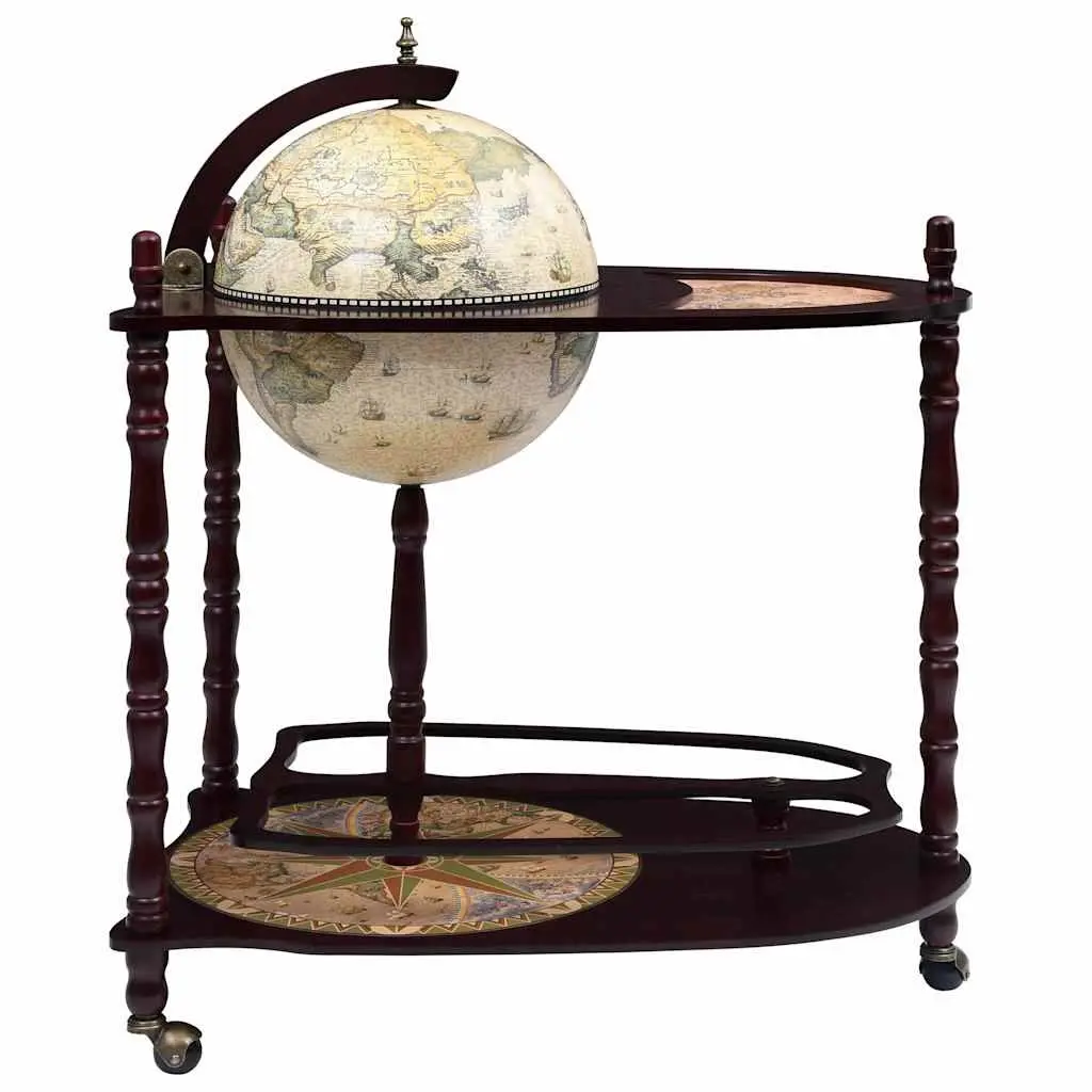 Freestanding Globe Bar Cabinet Green with Wheels Large Storage for Wine Spirits and Beverages