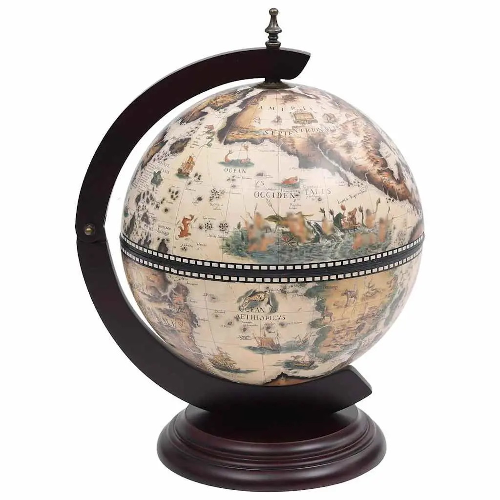 Tabletop Globe Bar Wine Stand Rotating Storage Display Cabinet White