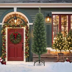 Green Slim Christmas Tree 210cm for Indoor & Outdoor Use