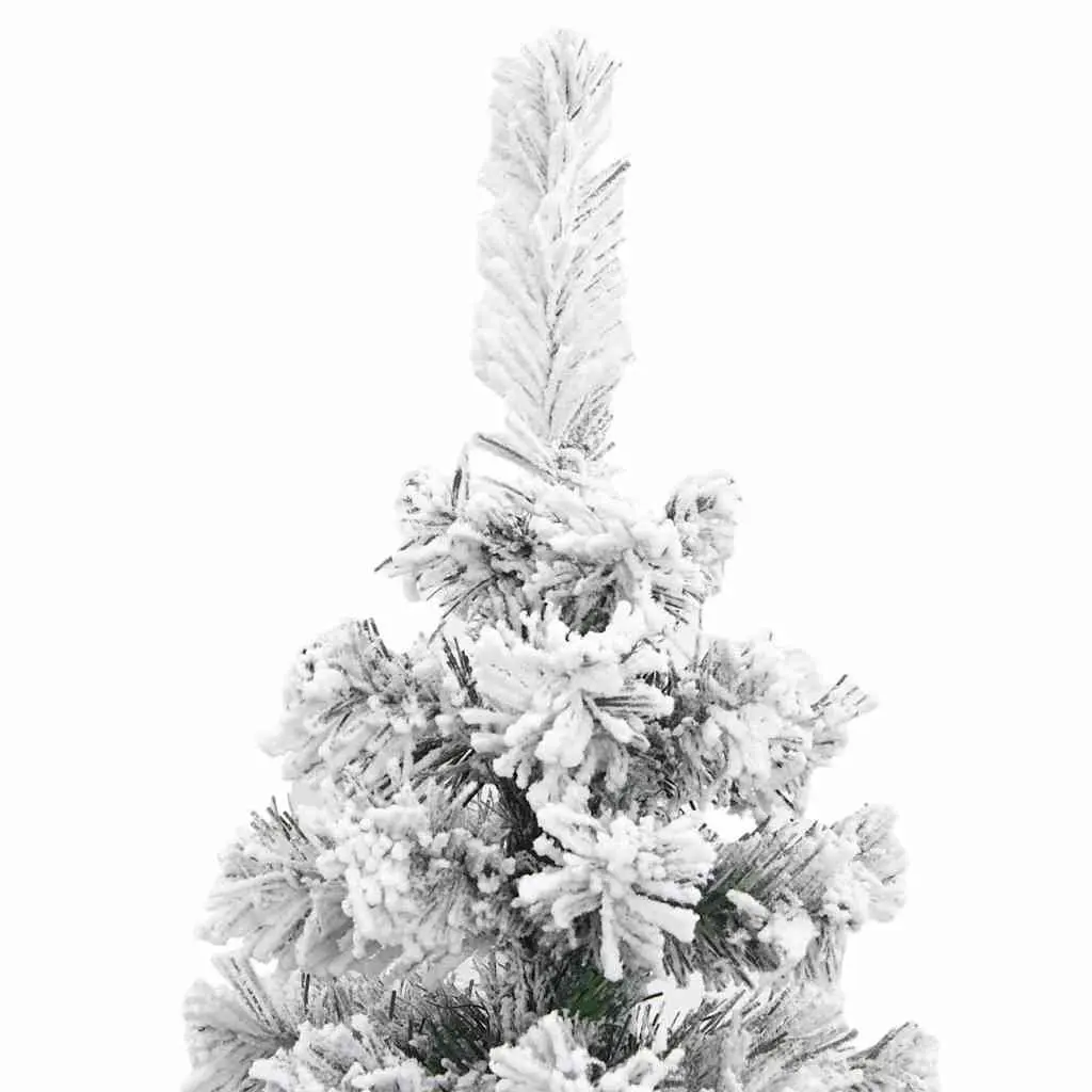 Flocked Snow Green Slim Christmas Tree 240cm Indoor Outdoor PVC Construction