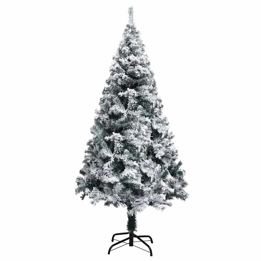Artificial Christmas Tree 150cm Flocked Snow Green PVC Realistic Branches Metal Stand
