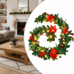 Christmas Garland LED Lights Green PVC 2.7m Holiday Home Decor Indoor Outdoor