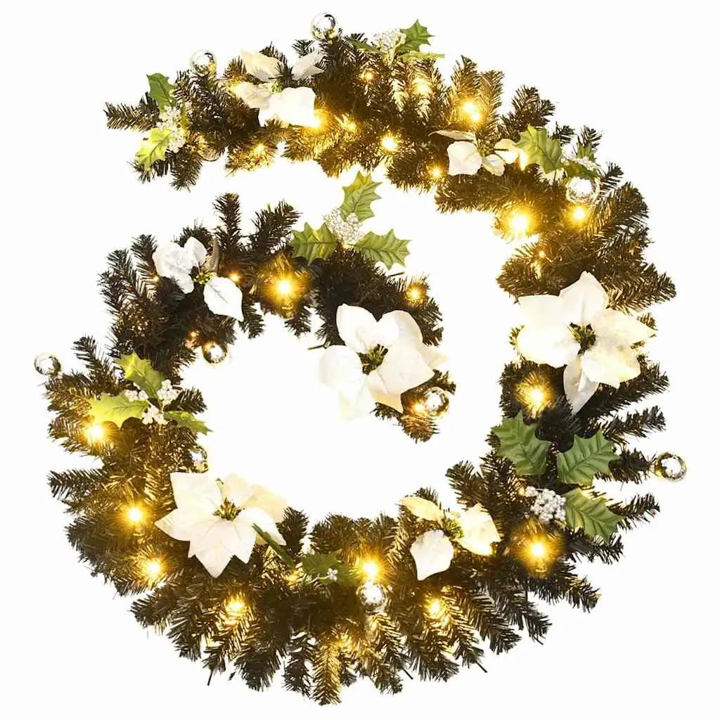 Christmas Garland 2.7m LED Lights Black PVC Holiday Decoration Indoor Outdoor