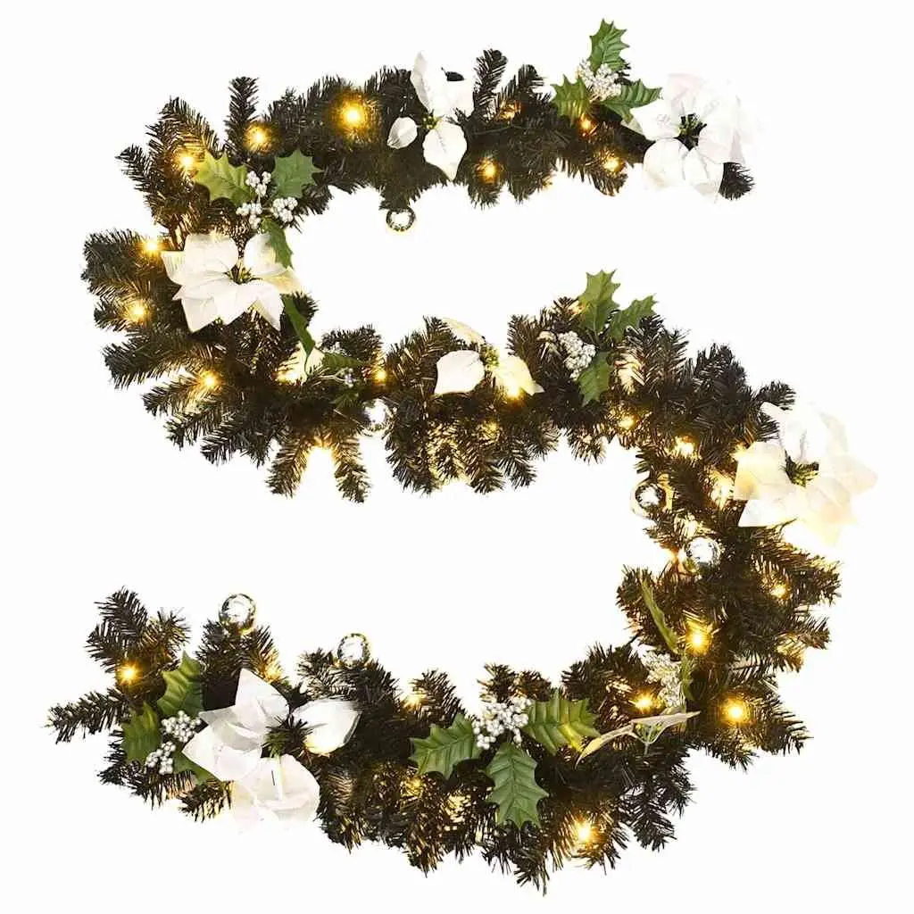 Christmas Garland 2.7m LED Lights Black PVC Holiday Decoration Indoor Outdoor