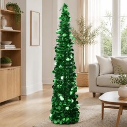 Pop-up Artificial Christmas Tree Green 180cm Lightweight Collapsible Holiday