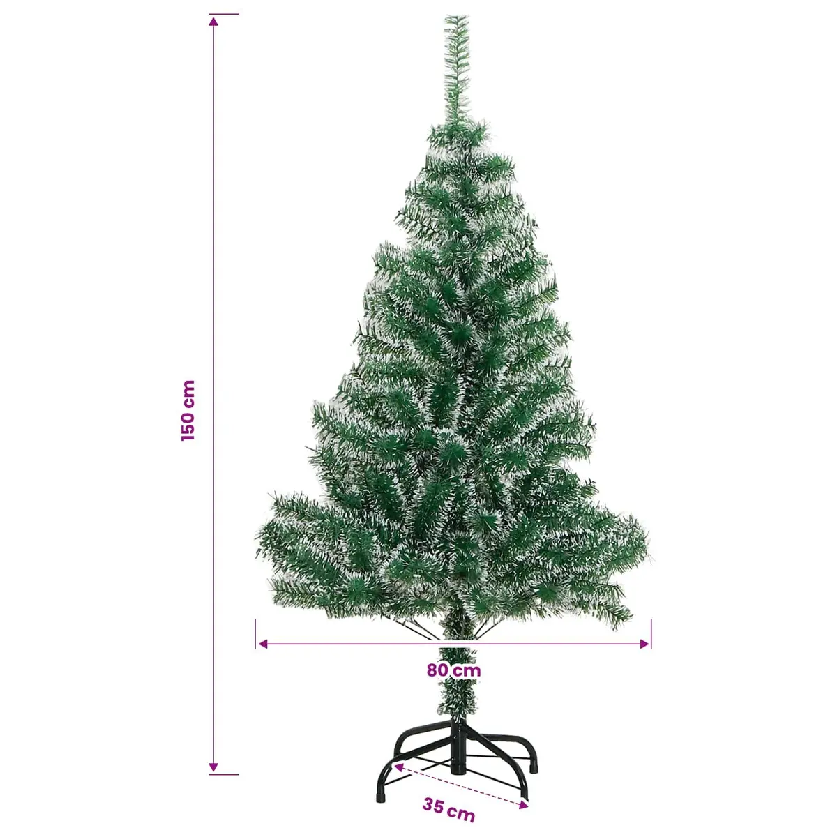 Artificial Christmas Tree Flocked Snow 150 cm with 150 LEDs and 8 Lighting Modes