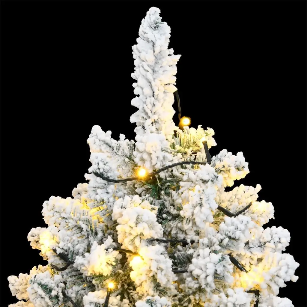 Artificial Christmas Tree 210cm Hinged Construction Flocked Snow 300 LEDs 8 Lighting Modes