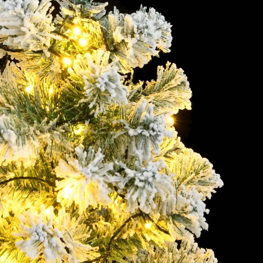 Artificial Christmas Tree 120cm Hinged Branches 150 LEDs Flocked Snow Green Holiday Decor