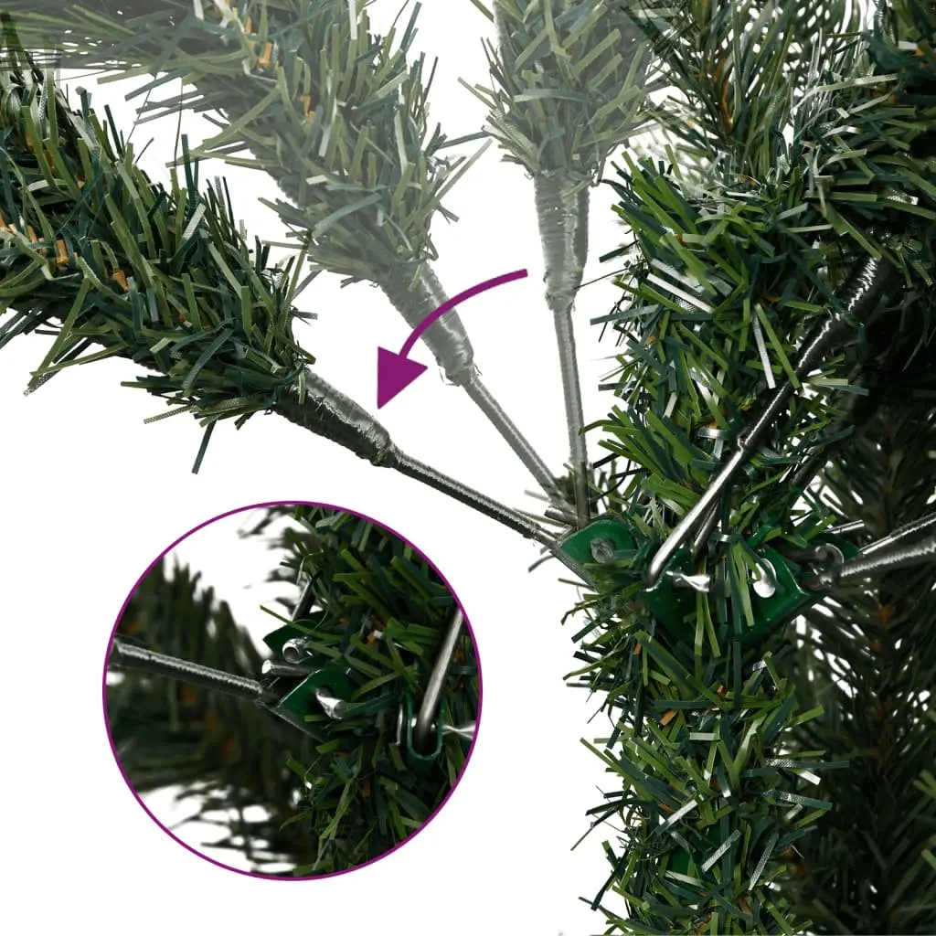 Artificial Hinged Christmas Tree 180cm 300 LEDs 8 Lighting Modes Green Holiday Home Decor