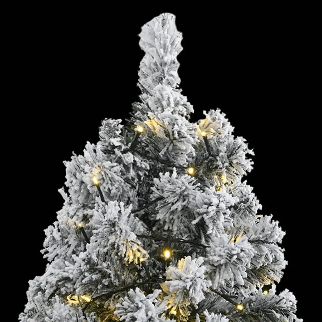 Artificial Hinged Christmas Tree 180cm 300 LEDs Flocked Snow Green Decor