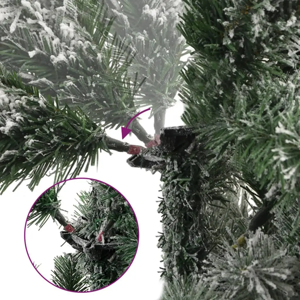 Artificial Hinged Christmas Tree 210cm 300 LEDs Flocked Snow 8 Lighting Modes