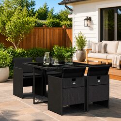 5-Piece Black Outdoor Dining Set for Stylish Relaxation