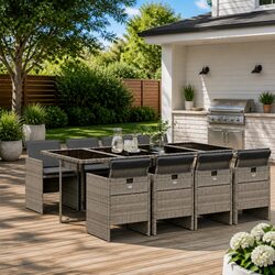 Outdoor 9-Piece Dining Set in Grey for Stylish Living