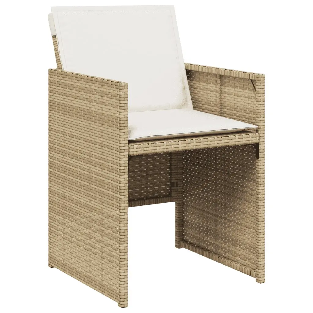 Garden Dining Set 9 Piece Outdoor Furniture Poly Rattan Chairs Table Tempered Glass Top Thick Cushions