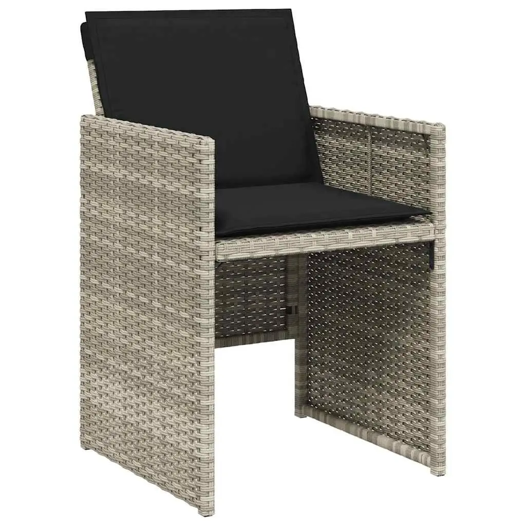 9 Piece Outdoor Garden Dining Set Grey PE Rattan Patio Table with Tempered Glass Top and Padded Cushions