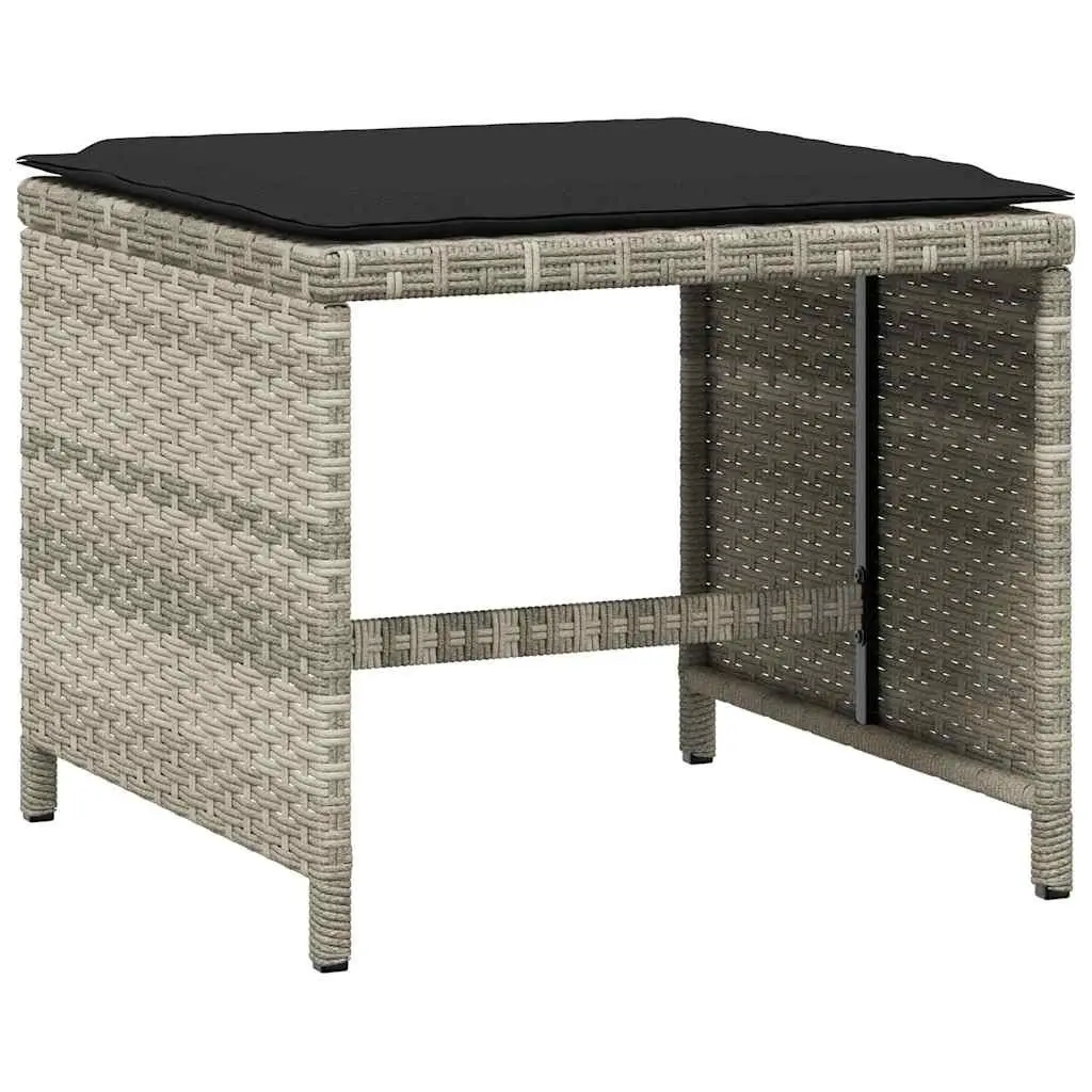 9 Piece Outdoor Garden Dining Set Grey PE Rattan Patio Table with Tempered Glass Top and Padded Cushions