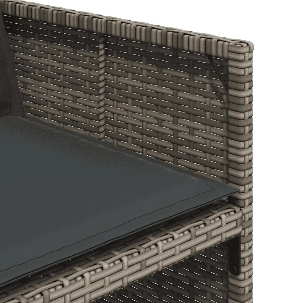 Outdoor Dining Set 11 Piece Grey Poly Rattan Table Chairs Cushioned Comfort