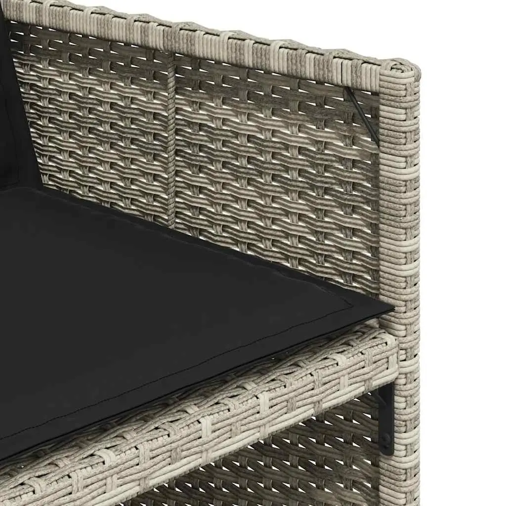 Outdoor Furniture Set 11 Piece Grey Poly Rattan with Foldable Chairs and Cushions for Patio Dining