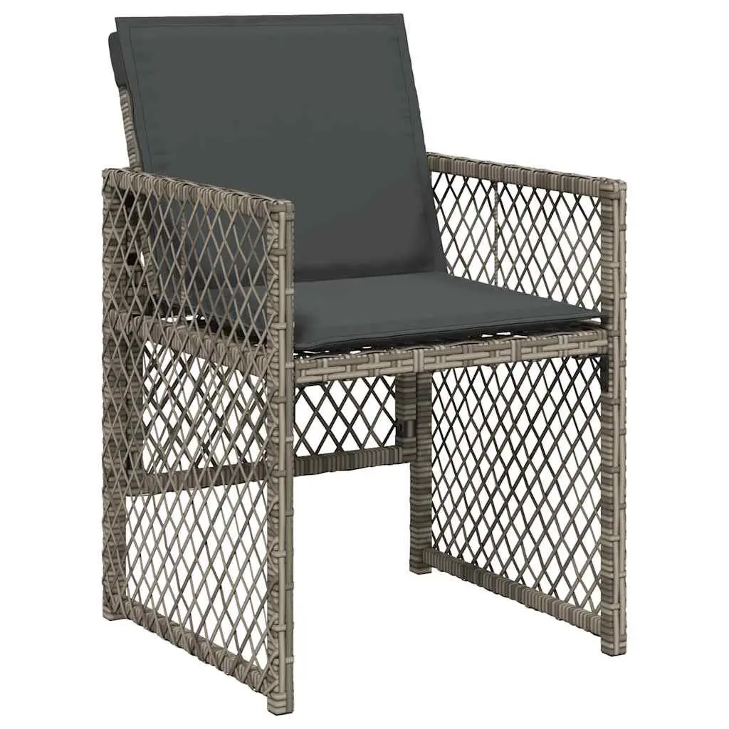 Garden Dining Set 5 Piece Grey Poly Rattan Chairs Table Tempered Glass Top