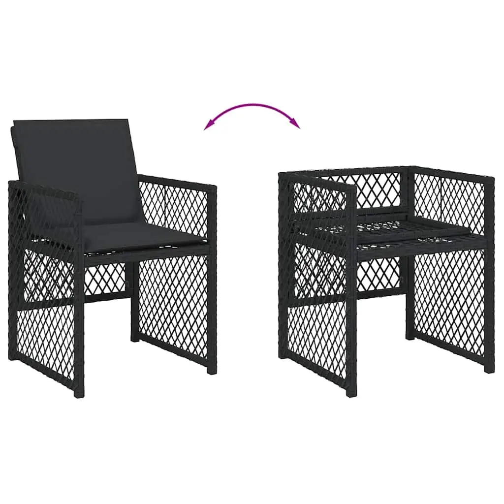Garden Dining Set 11 Piece Outdoor Furniture PE Rattan with Cushions Black