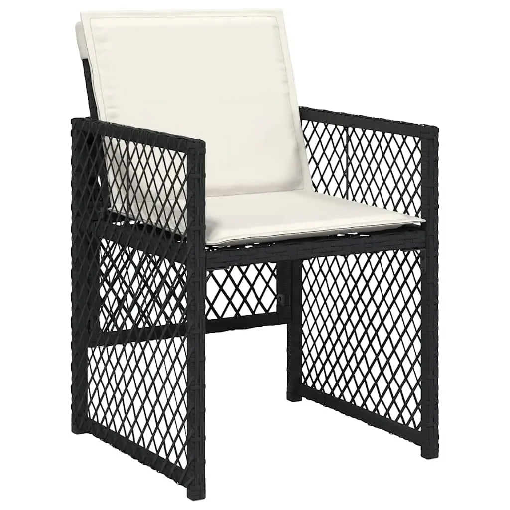 Outdoor Dining Set 11 Piece Black Poly Rattan Chairs Acacia Wood Table