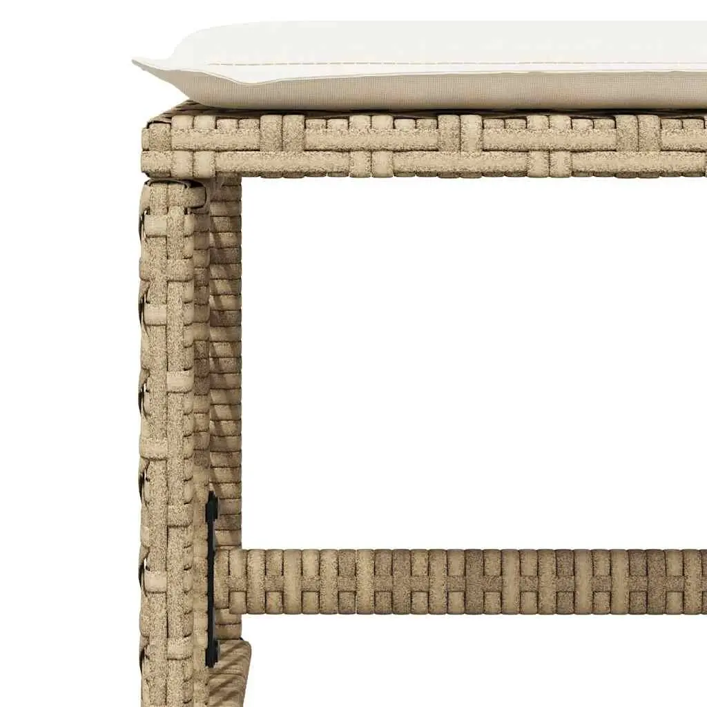 Garden Dining Set 11 Piece Outdoor Furniture Patio Beige PE Rattan Tempered Glass Tabletop Thick Cushions Foldable Chairs