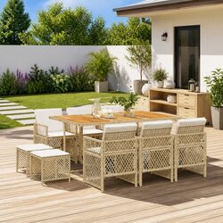 Stylish 11 Piece Garden Dining Set for Relaxed Outdoor Meals