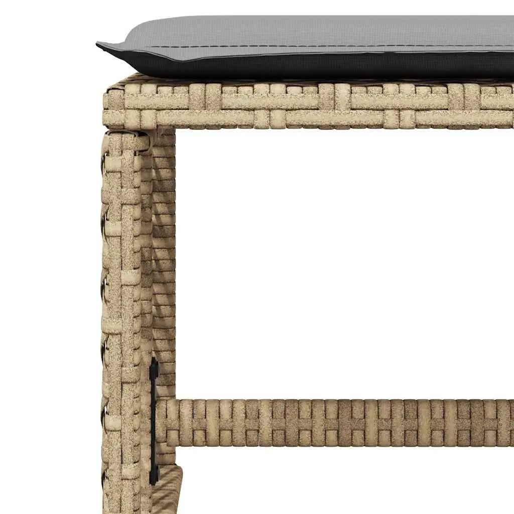 Garden Dining Set 13 Piece Outdoor Furniture Beige Rattan Tempered Glass Table Thick Cushions