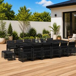 17-Piece Black Patio Dining Set for Your Outdoor Oasis