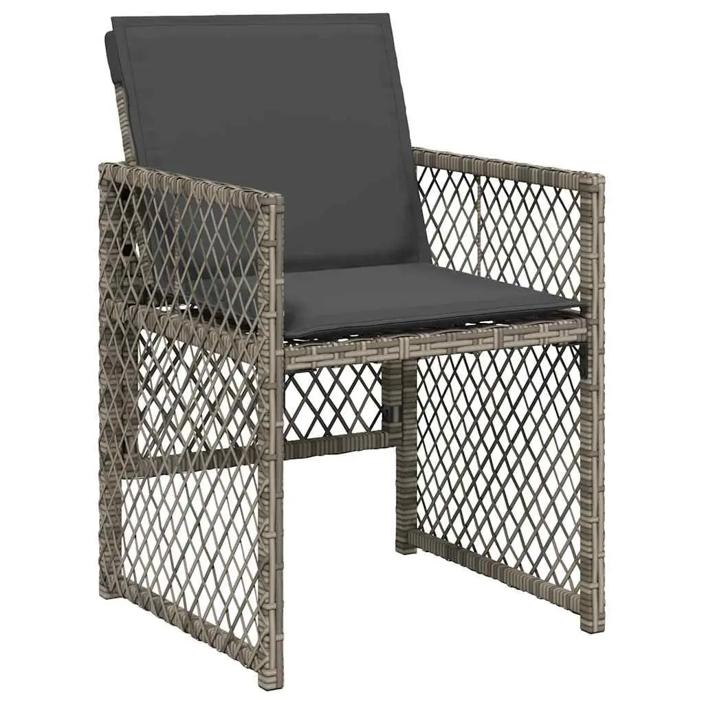 Outdoor Furniture Set 17 Piece Grey Poly Rattan Dining with Cushions for Garden and Patio