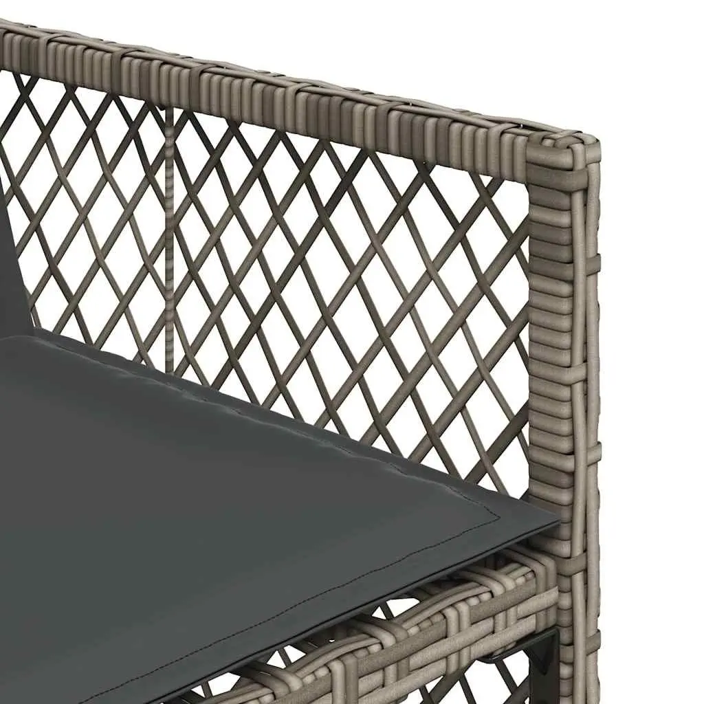 Outdoor Dining Set 9 Piece Grey Poly Rattan Furniture Table Chairs with Cushions