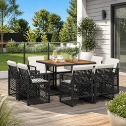 Stylish Outdoor 9 Piece Dining Set with Cushions for Relaxation