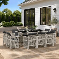 Stylish 11-Piece Grey Patio Furniture Set for Entertaining
