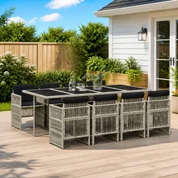 9 Piece Grey Outdoor Dining Set for Your Garden