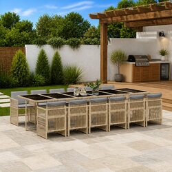 Enhance Your Outdoors with a 13 Piece Beige Dining Set