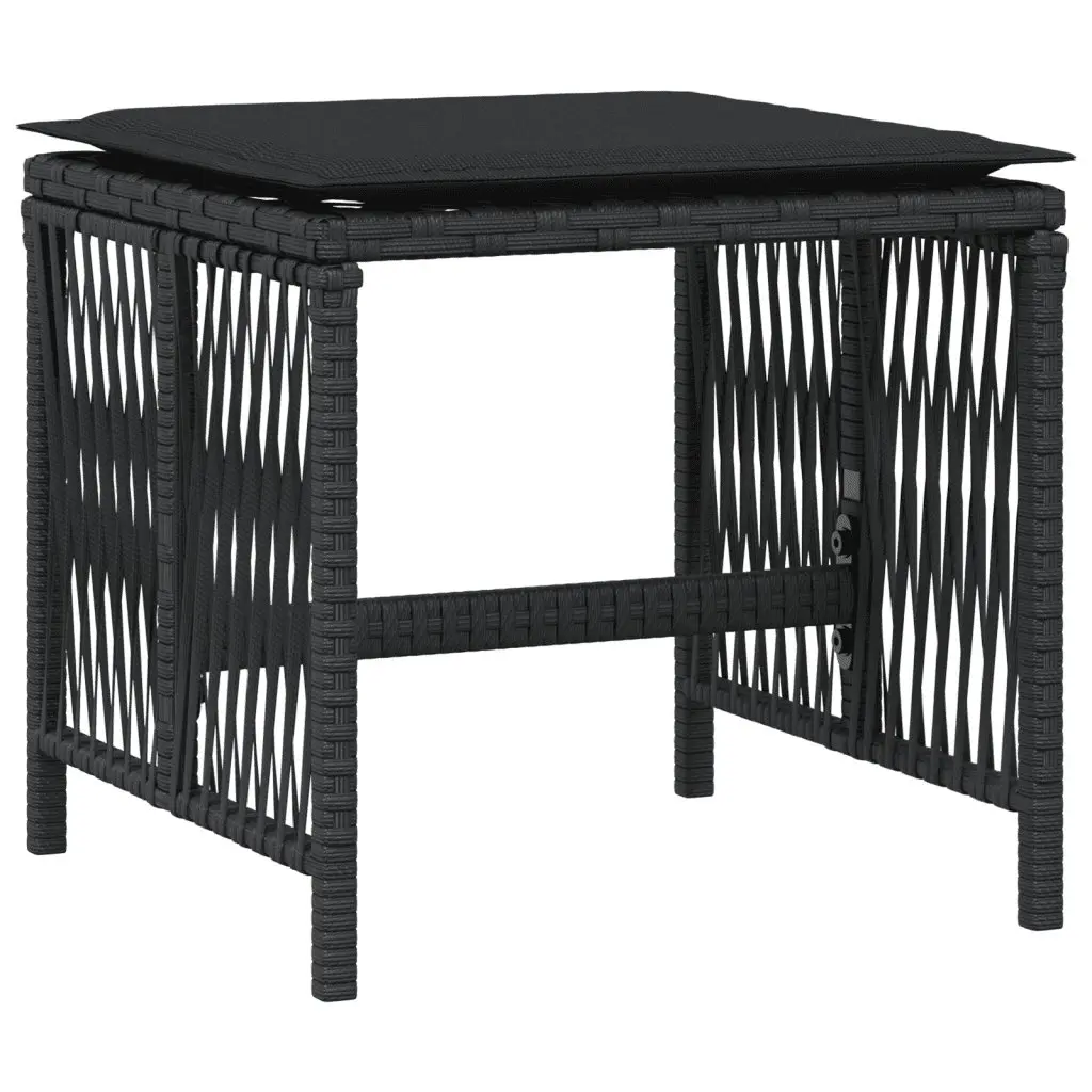 Outdoor Dining Set 9 Piece Black PE Rattan Space Saving Furniture with Cushioned Seating