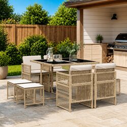 Enhance Your Patio with a 9 Piece Beige Dining Set