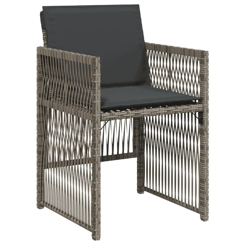 9 Piece Outdoor Dining Set Acacia Wood Table Grey PE Rattan Chairs Cushions Patio Furniture