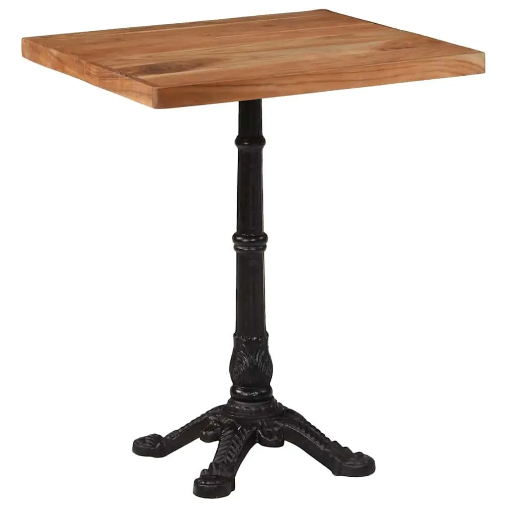 Bistro Dining Table 60x60x76cm Solid Acacia Wood Cast Iron Base Kitchen
