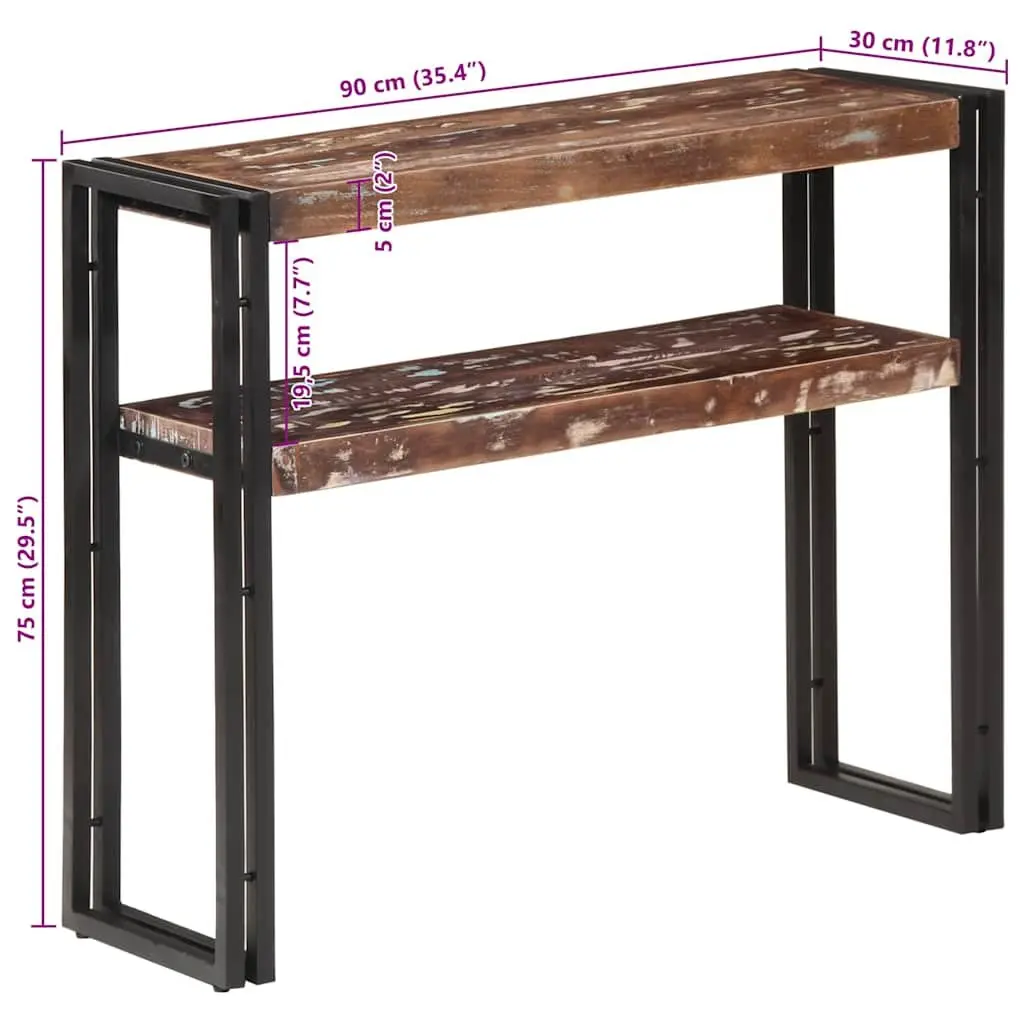 Console Table 90x30x75cm Solid Reclaimed Wood Two-Layer Shelves