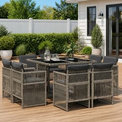 Enhance Your Outdoor Space with This 9 Piece Dining Set